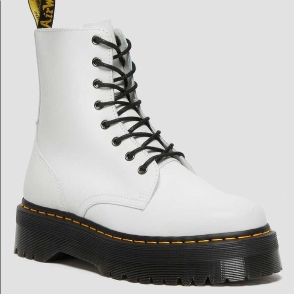 Dr. Martens Shoes - White Dr. Martens Jadon Smooth Leather Platform Boots